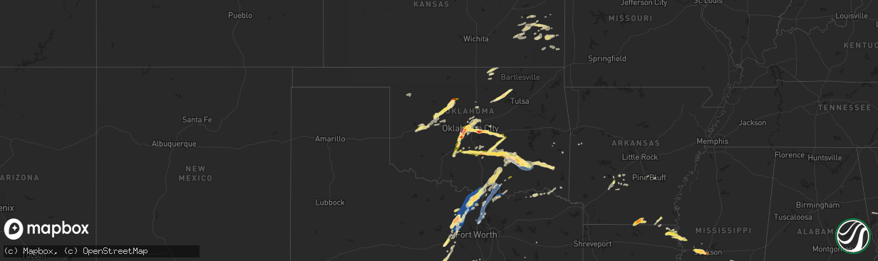 Hail map in Oklahoma on May 17, 2025