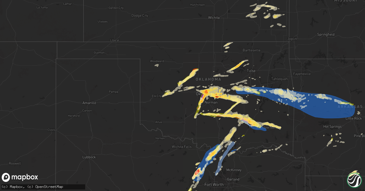 Hail map in Oklahoma on May 17, 2025