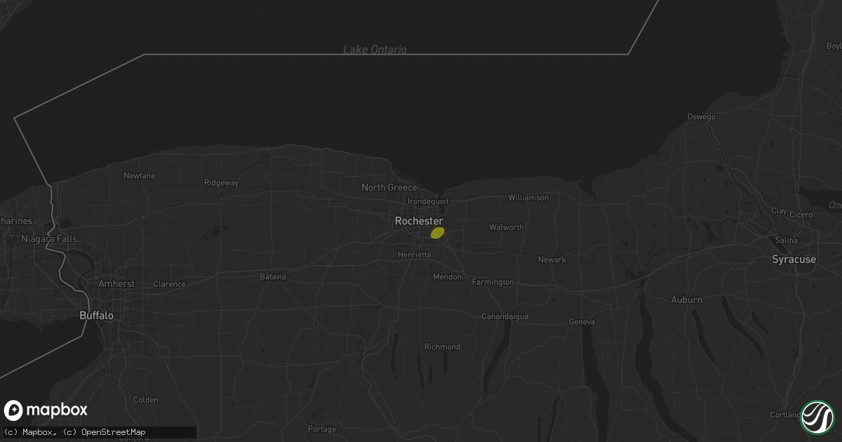 Hail map in Rochester, NY on May 17, 2025