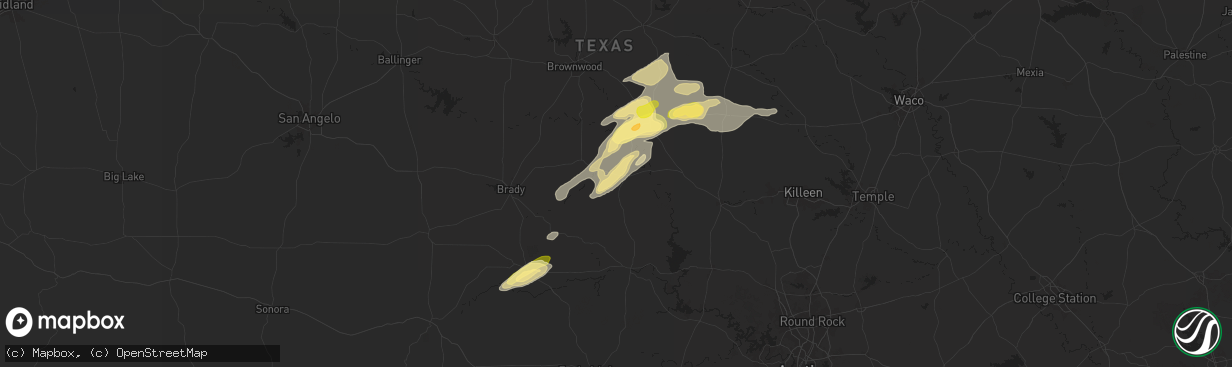 Hail map in San Saba, TX on May 17, 2025