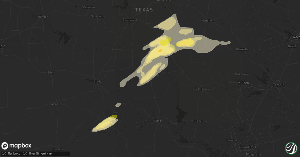 Hail map in San Saba, TX on May 17, 2025