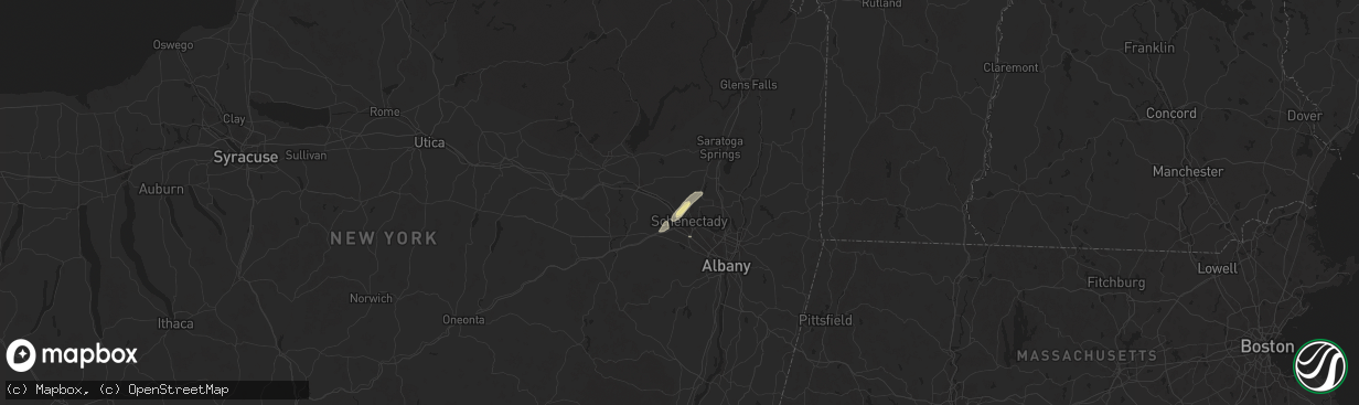 Hail map in Schenectady, NY on May 17, 2025