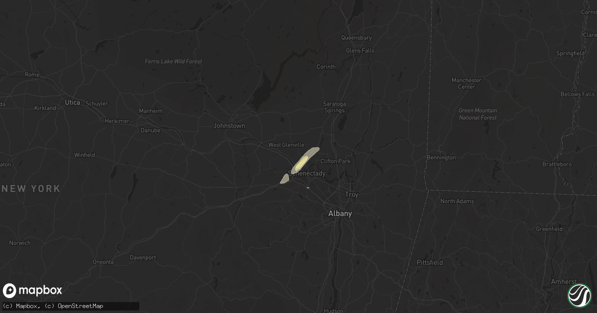 Hail map in Schenectady, NY on May 17, 2025