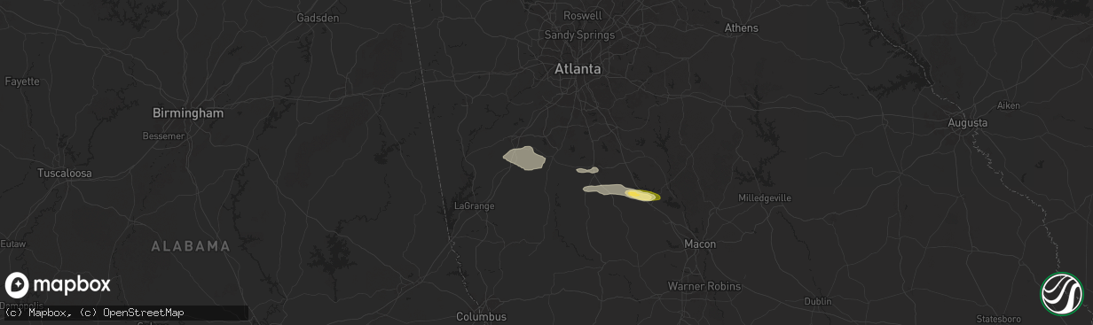Hail map in Senoia, GA on May 17, 2025