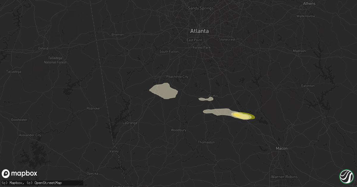 Hail map in Senoia, GA on May 17, 2025