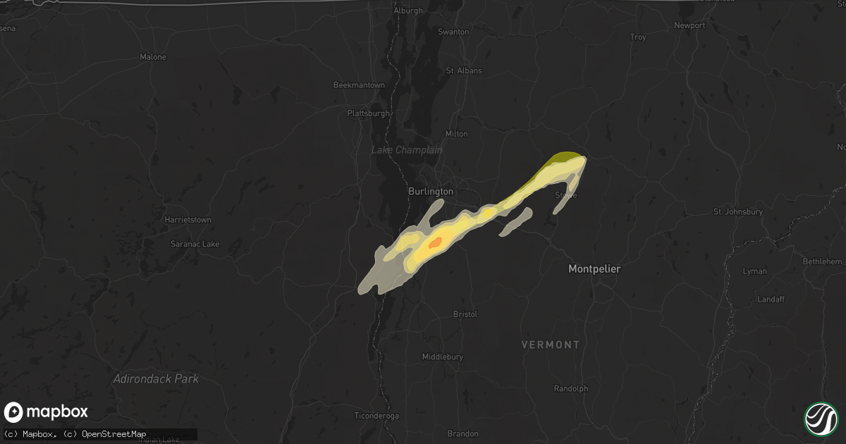 Hail map in Shelburne, VT on May 17, 2025