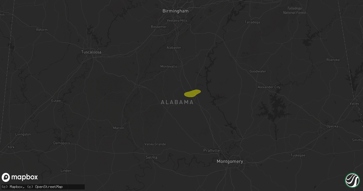 Hail map in Thorsby, AL on May 17, 2025