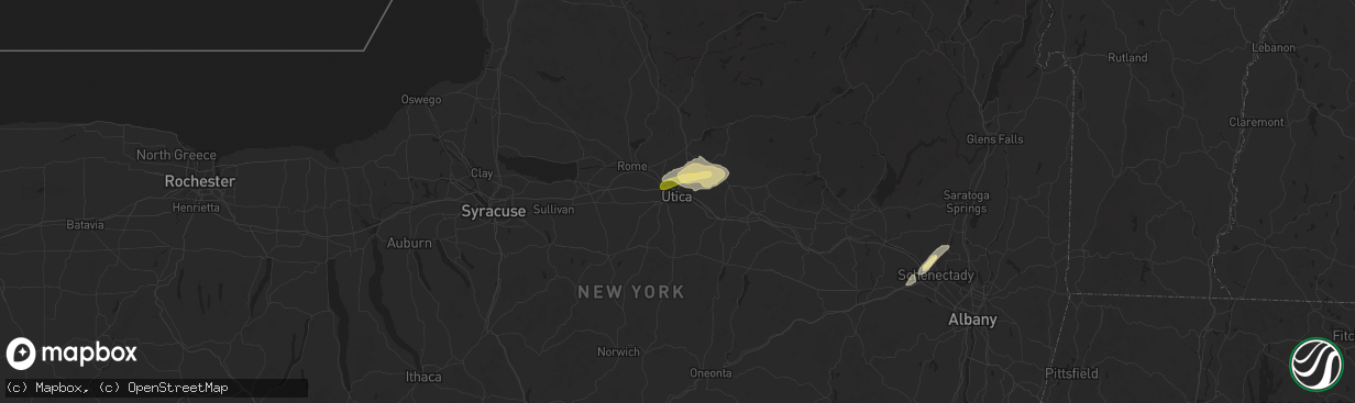Hail map in Utica, NY on May 17, 2025