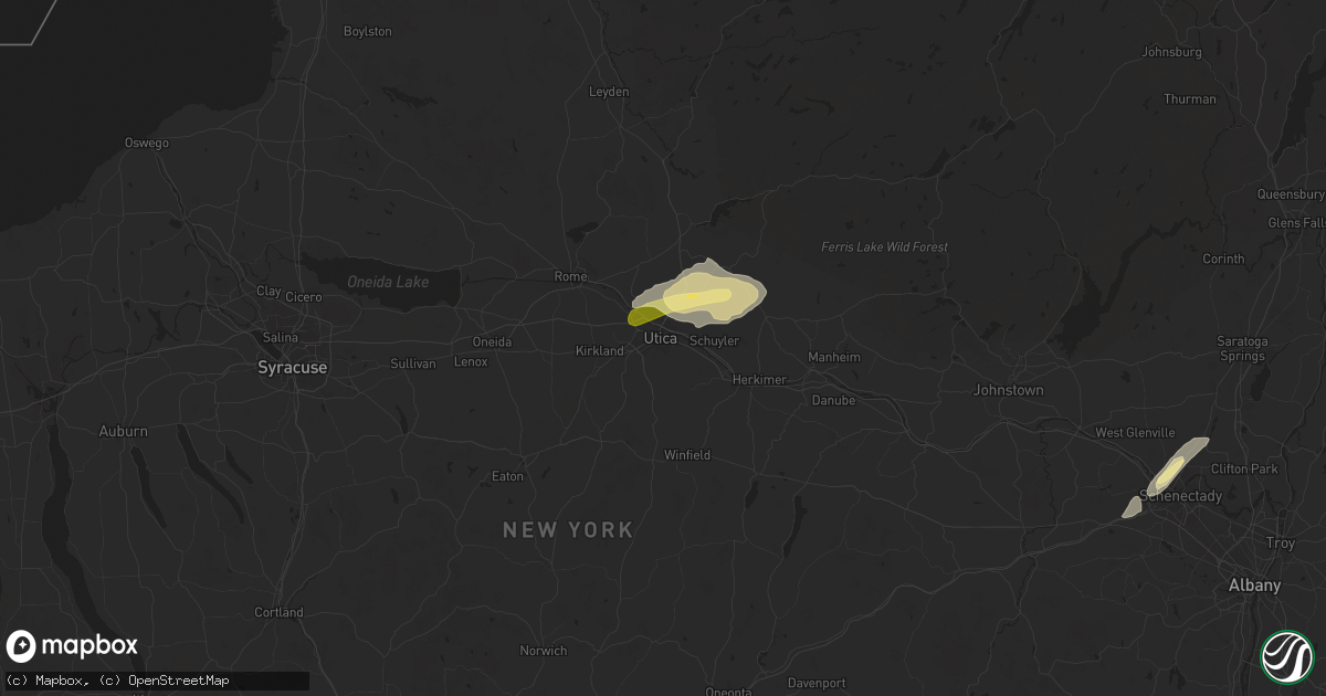 Hail map in Utica, NY on May 17, 2025