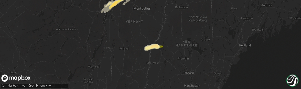 Hail map in White River Junction, VT on May 17, 2025