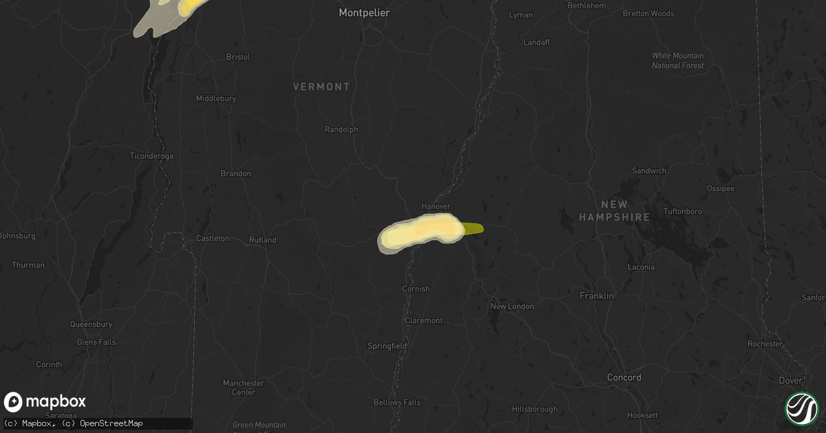 Hail map in White River Junction, VT on May 17, 2025
