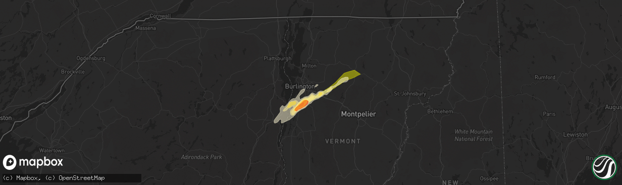 Hail map in Williston, VT on May 17, 2025