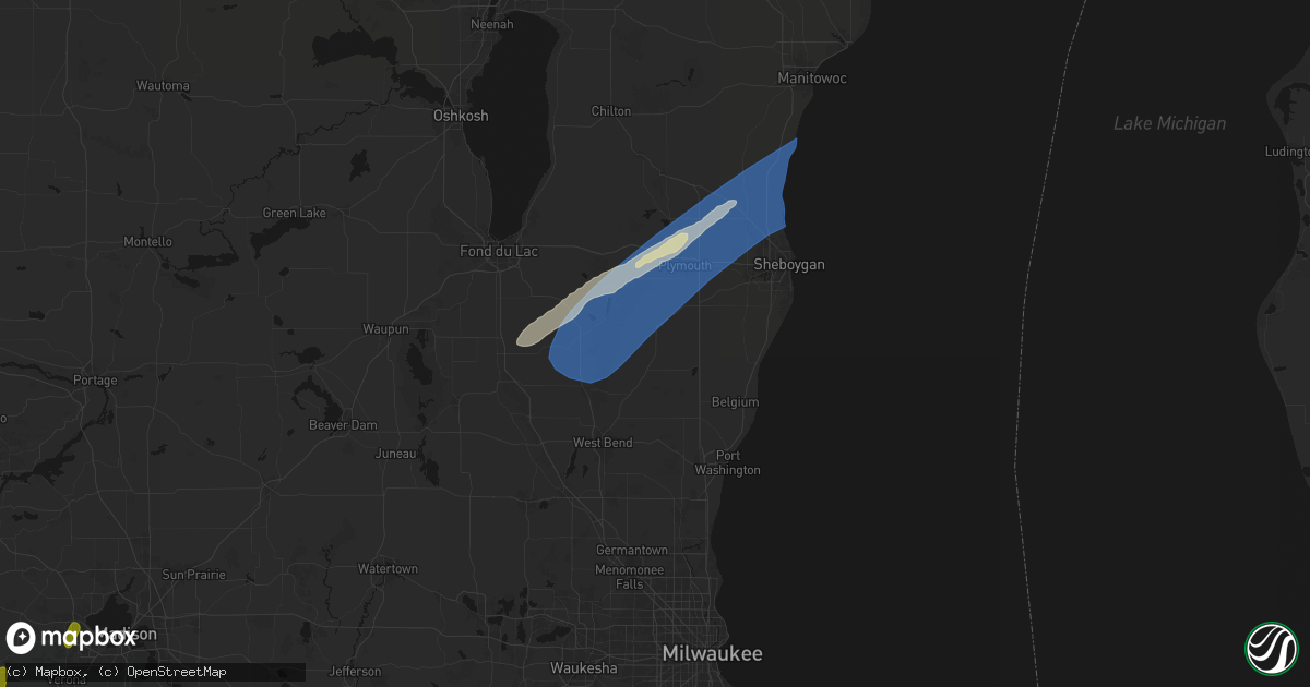 Hail map in Adell, WI on May 17, 2026