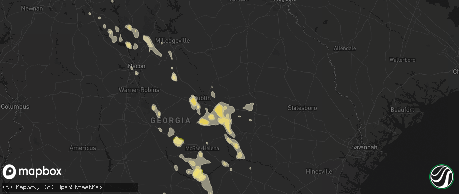 Hail map in Adrian, GA on May 17, 2026