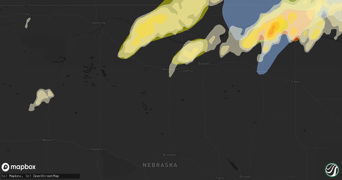 Hail map in Ainsworth, NE on May 17, 2026