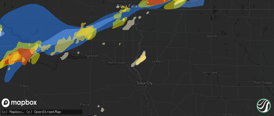 Hail map in Akron, IA on May 17, 2026