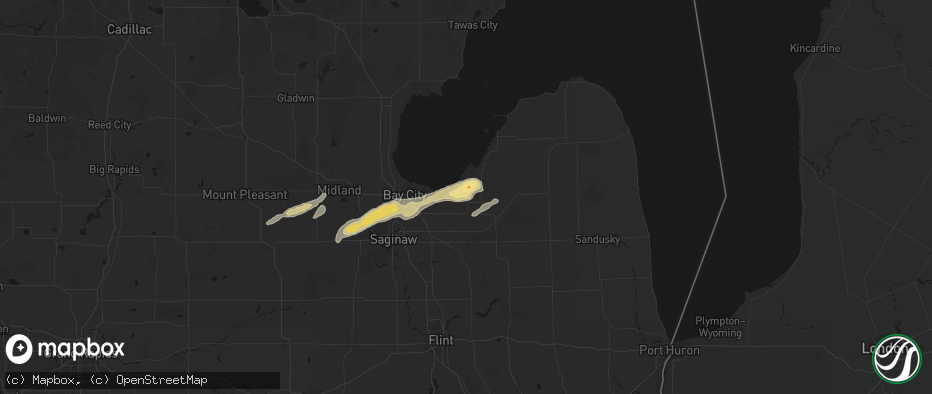 Hail map in Akron, MI on May 17, 2026