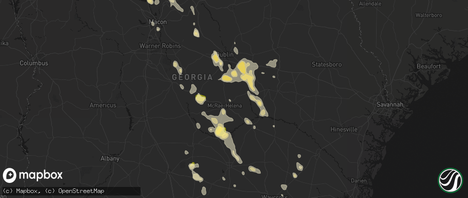 Hail map in Alamo, GA on May 17, 2026