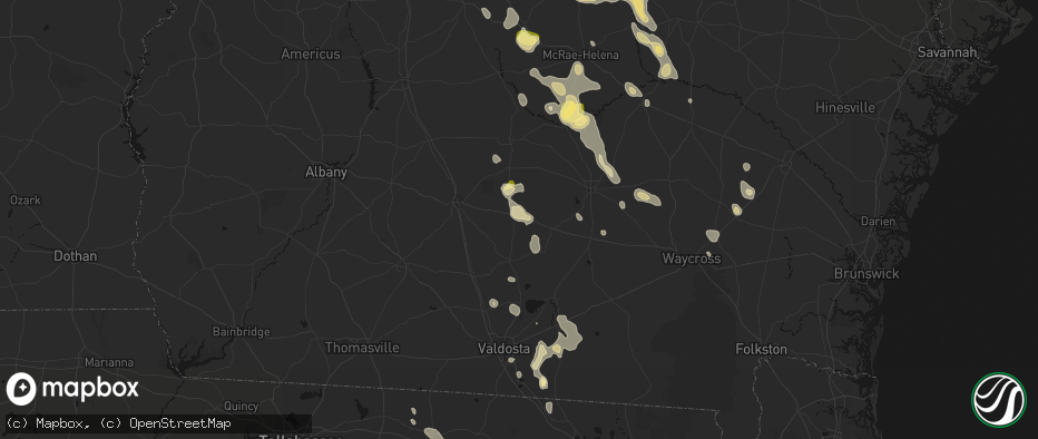 Hail map in Alapaha, GA on May 17, 2026