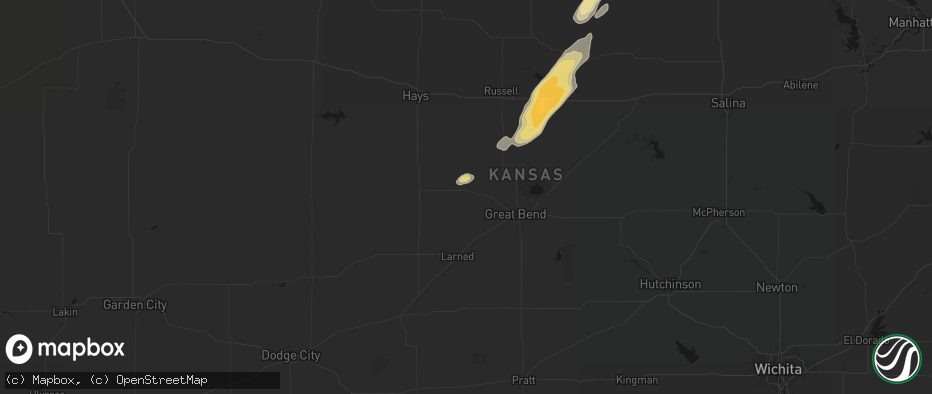 Hail map in Albert, KS on May 17, 2026
