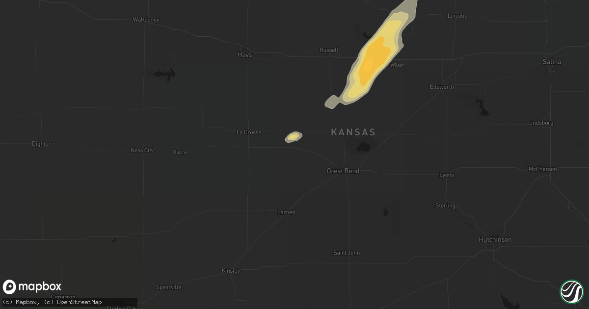 Hail map in Albert, KS on May 17, 2026