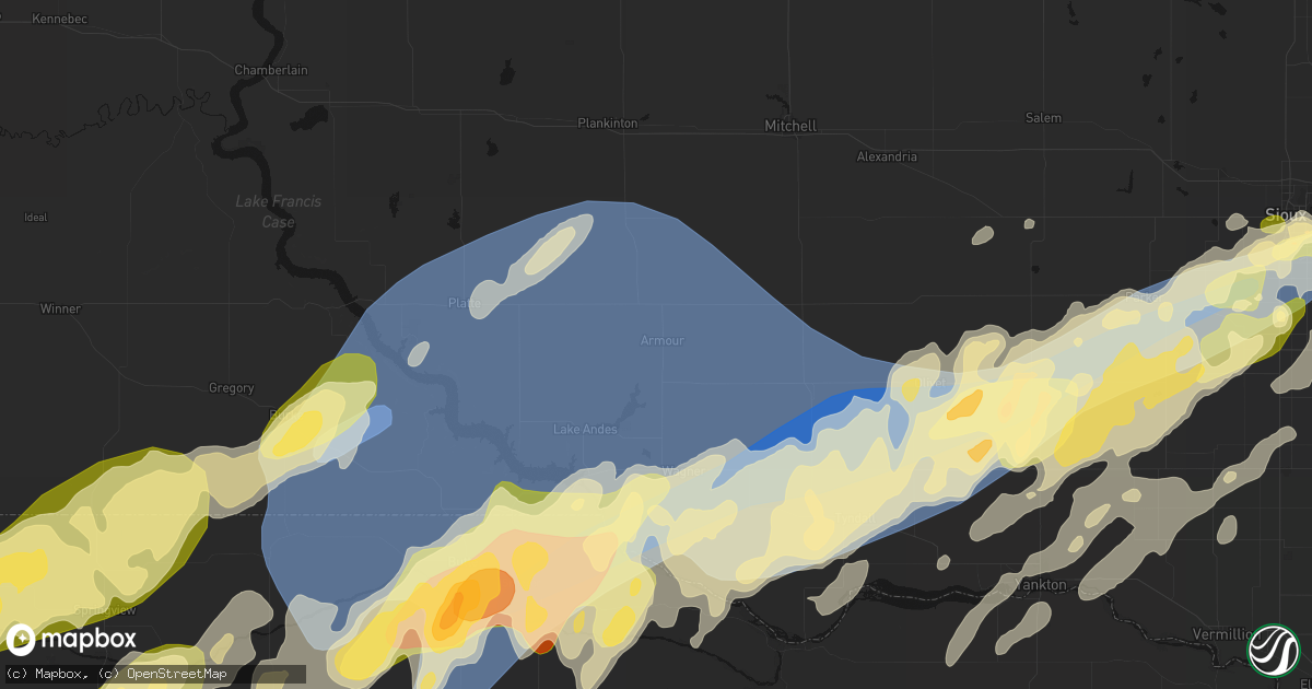 Hail map in Armour, SD on May 17, 2026