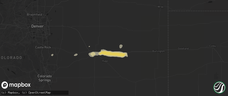 Hail map in Arriba, CO on May 17, 2026