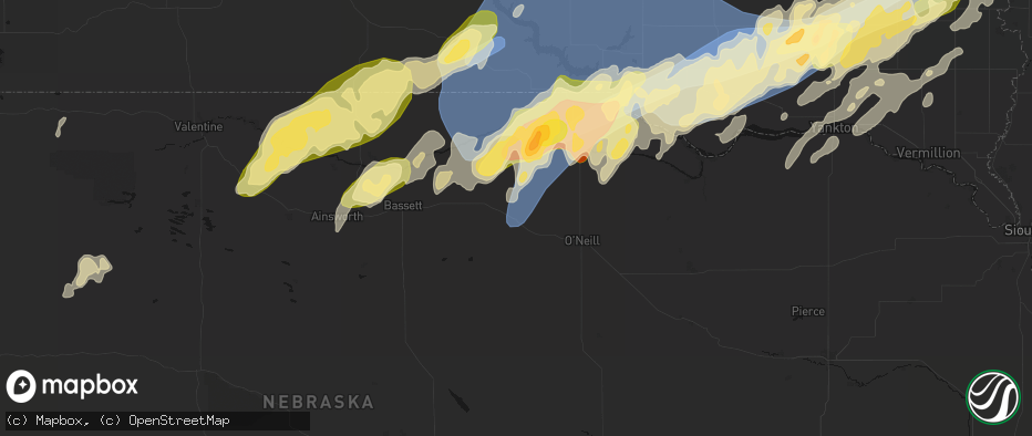 Hail map in Atkinson, NE on May 17, 2026