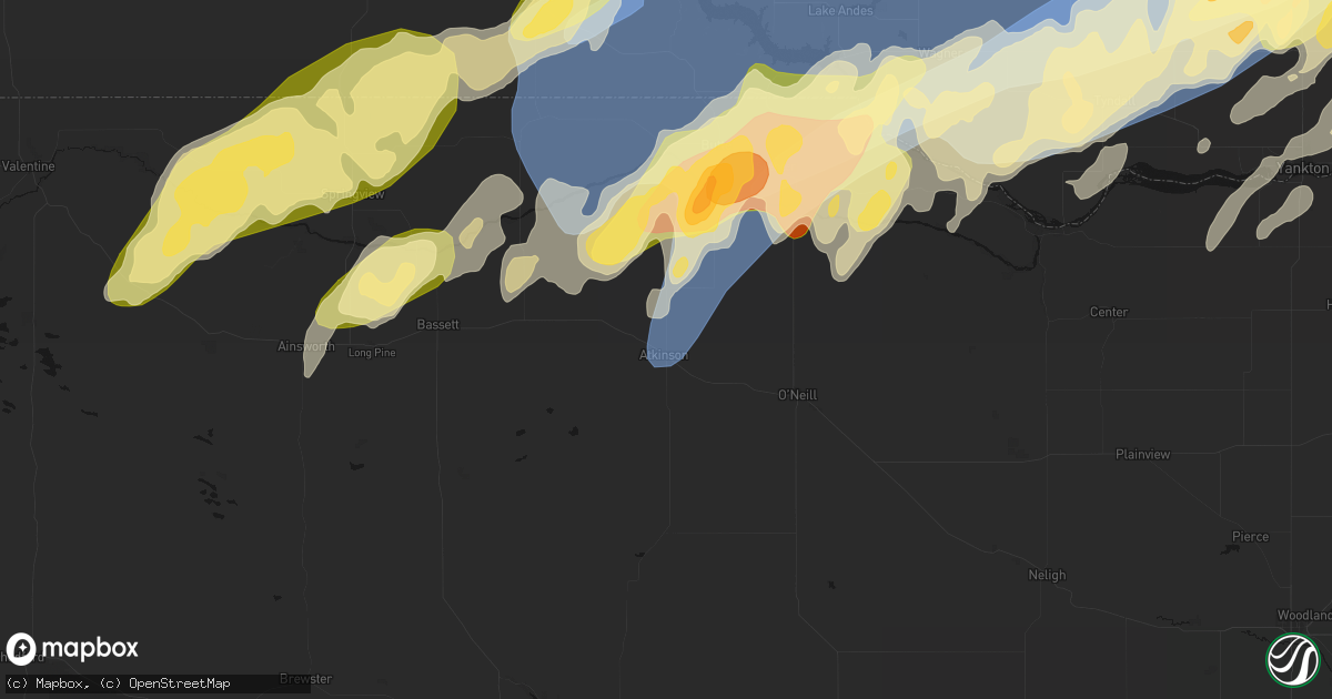 Hail map in Atkinson, NE on May 17, 2026