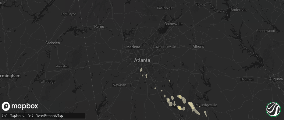 Hail map in Atlanta, GA on May 17, 2026