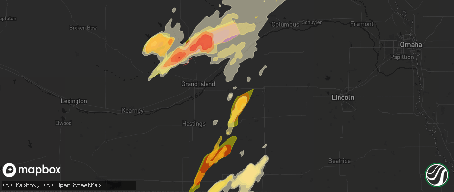 Hail map in Aurora, NE on May 17, 2026