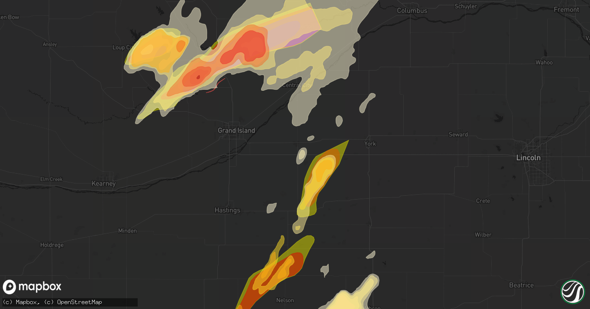 Hail map in Aurora, NE on May 17, 2026
