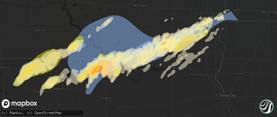Hail map in Avon, SD on May 17, 2026