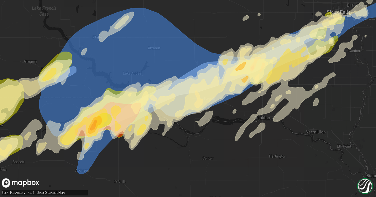 Hail map in Avon, SD on May 17, 2026