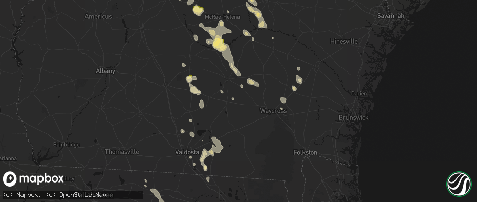 Hail map in Axson, GA on May 17, 2026