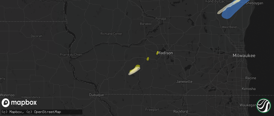 Hail map in Barneveld, WI on May 17, 2026