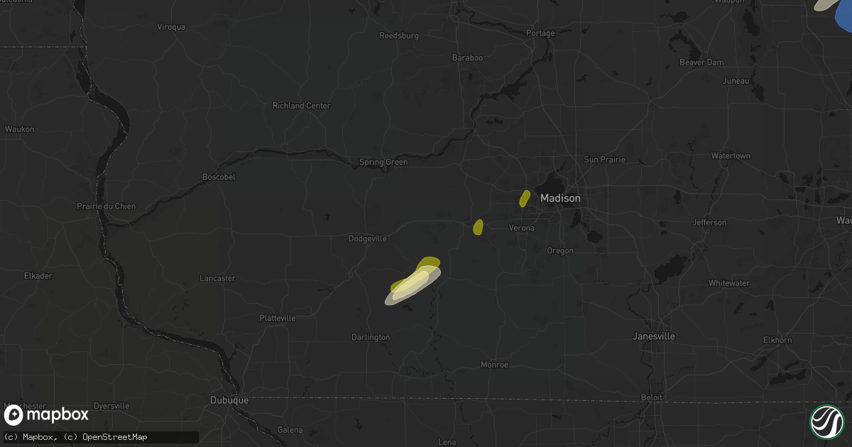 Hail map in Barneveld, WI on May 17, 2026