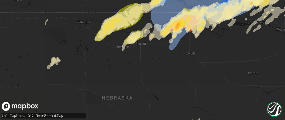 Hail map in Bassett, NE on May 17, 2026