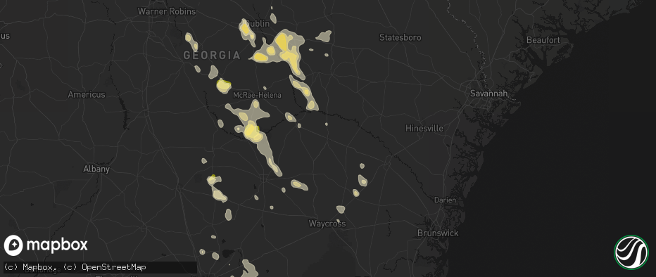 Hail map in Baxley, GA on May 17, 2026