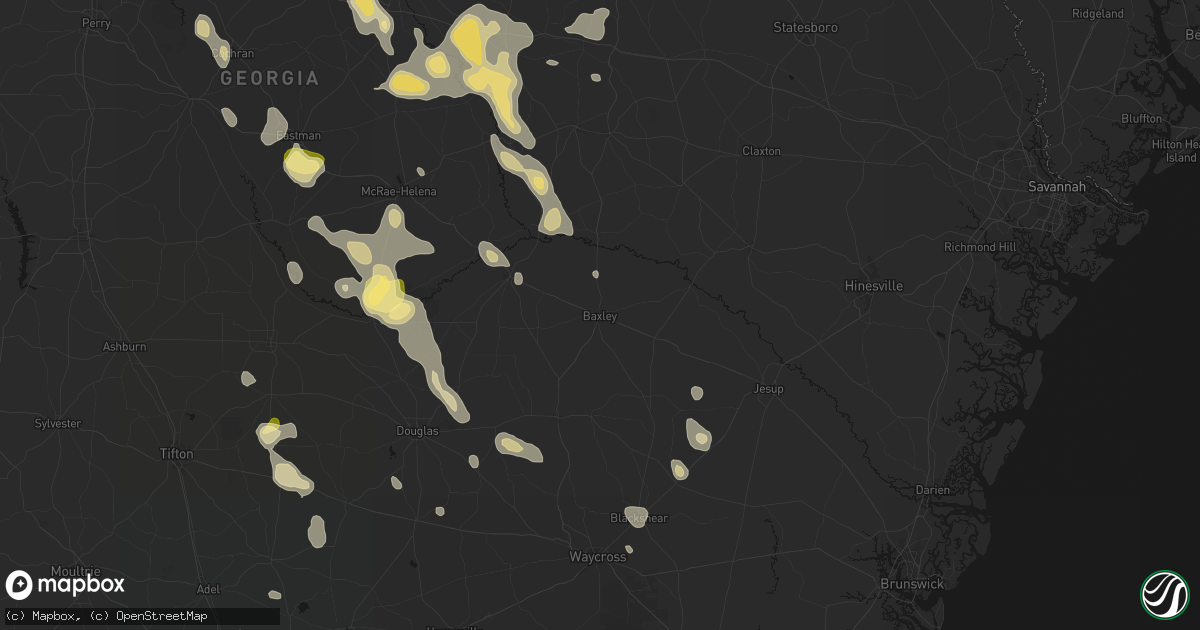 Hail map in Baxley, GA on May 17, 2026