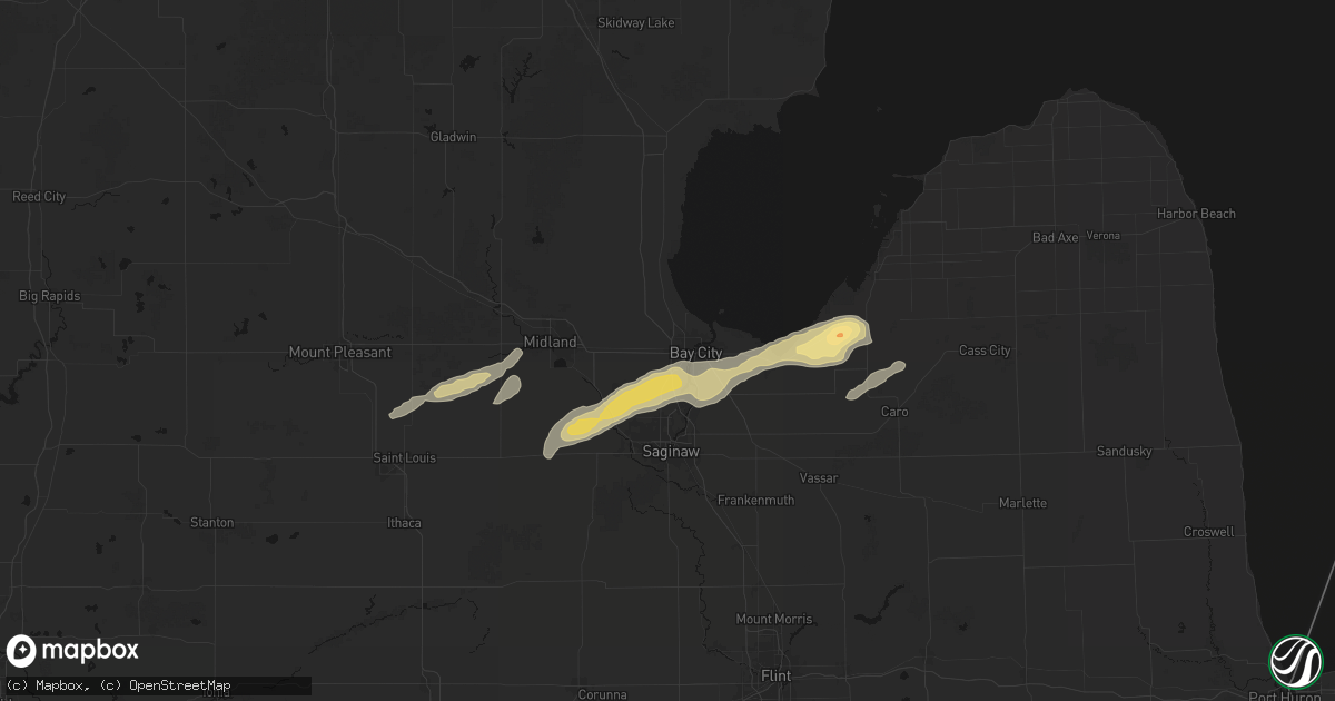 Hail map in Bay City, MI on May 17, 2026
