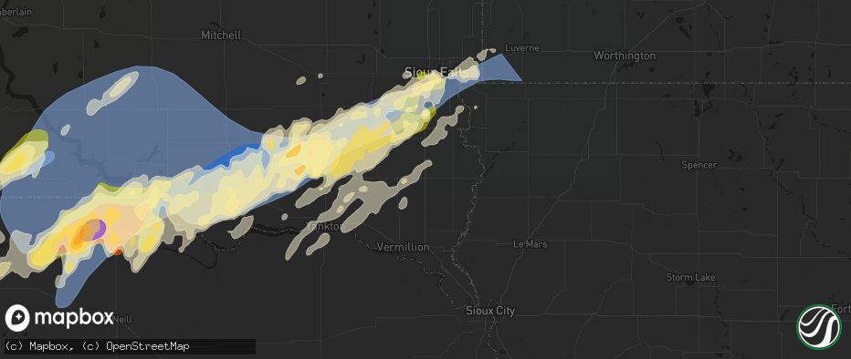Hail map in Beresford, SD on May 17, 2026