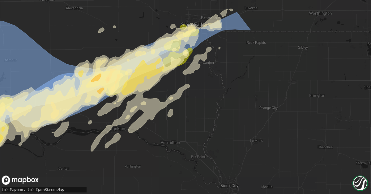 Hail map in Beresford, SD on May 17, 2026