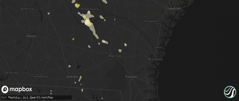 Hail map in Blackshear, GA on May 17, 2026