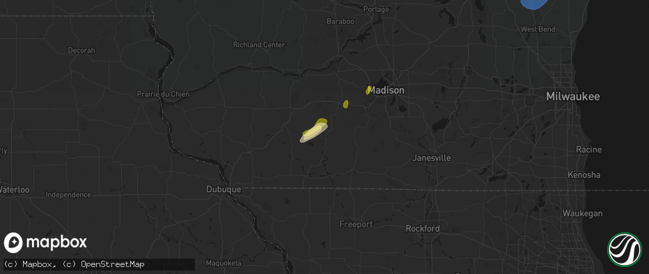 Hail map in Blanchardville, WI on May 17, 2026
