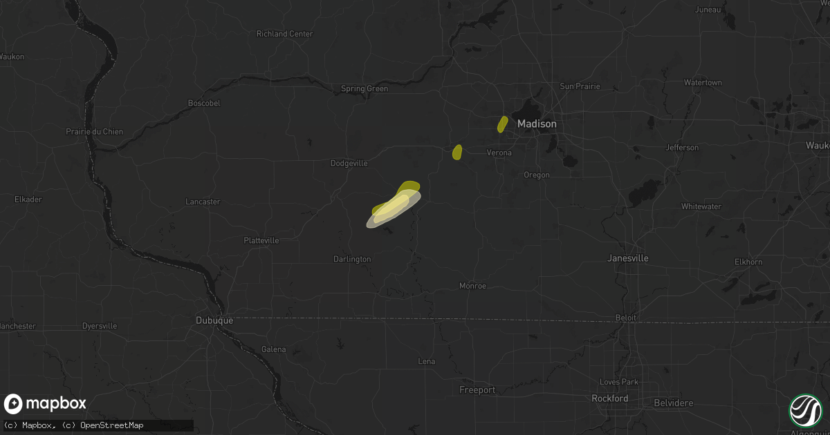 Hail map in Blanchardville, WI on May 17, 2026