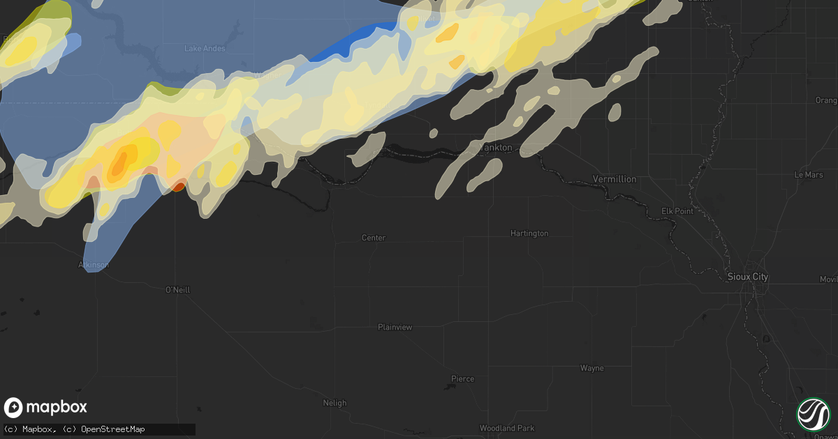 Hail map in Bloomfield, NE on May 17, 2026