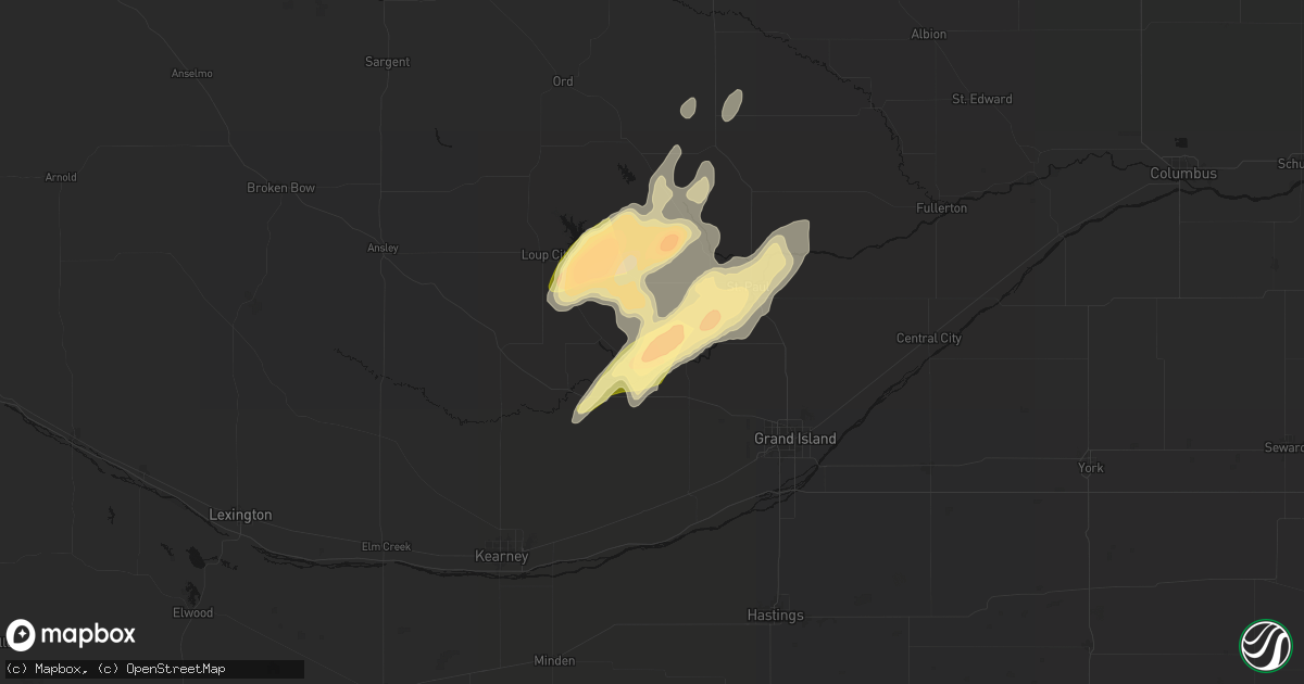 Hail map in Boelus, NE on May 17, 2026