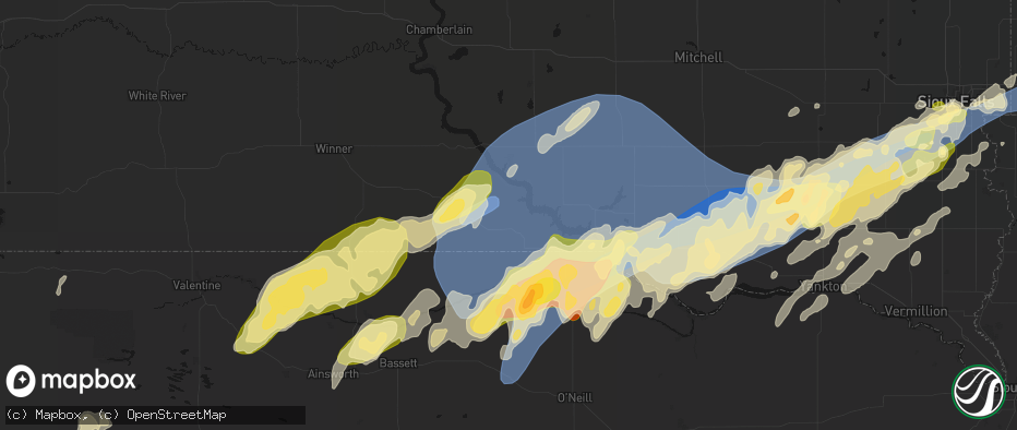 Hail map in Bonesteel, SD on May 17, 2026