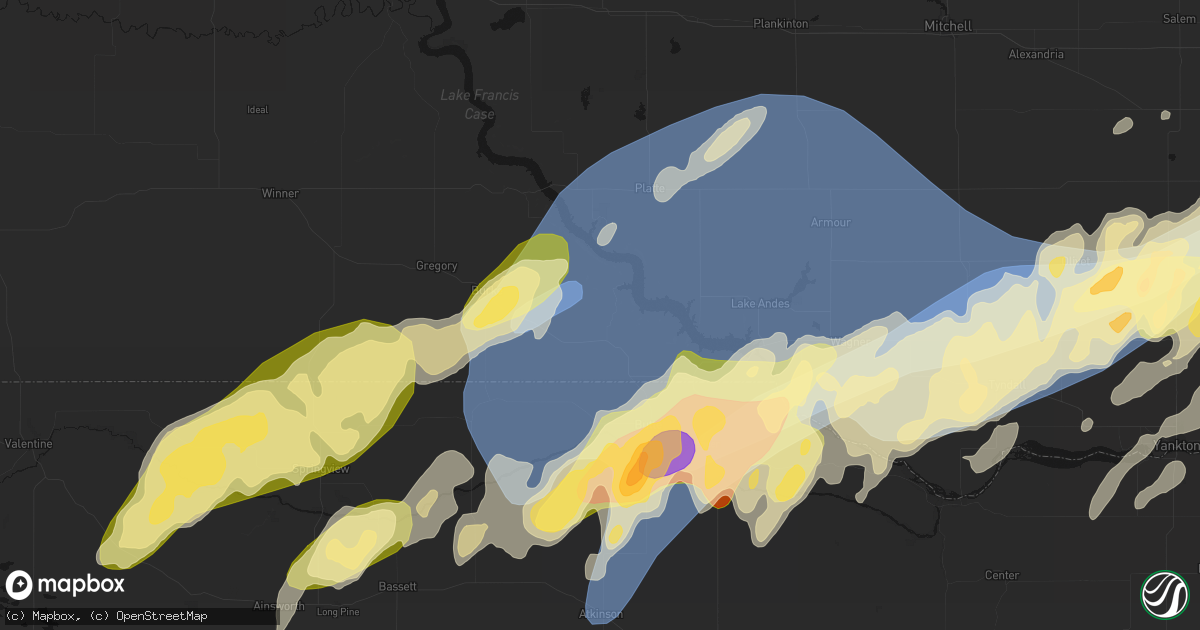 Hail map in Bonesteel, SD on May 17, 2026